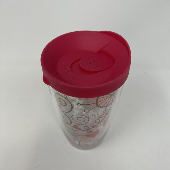 New TERVIS Swirlwind Clear Hearts Pink Swirls & Pink Lid 16 oz Insulated Tumbler - Picture 4 of 4